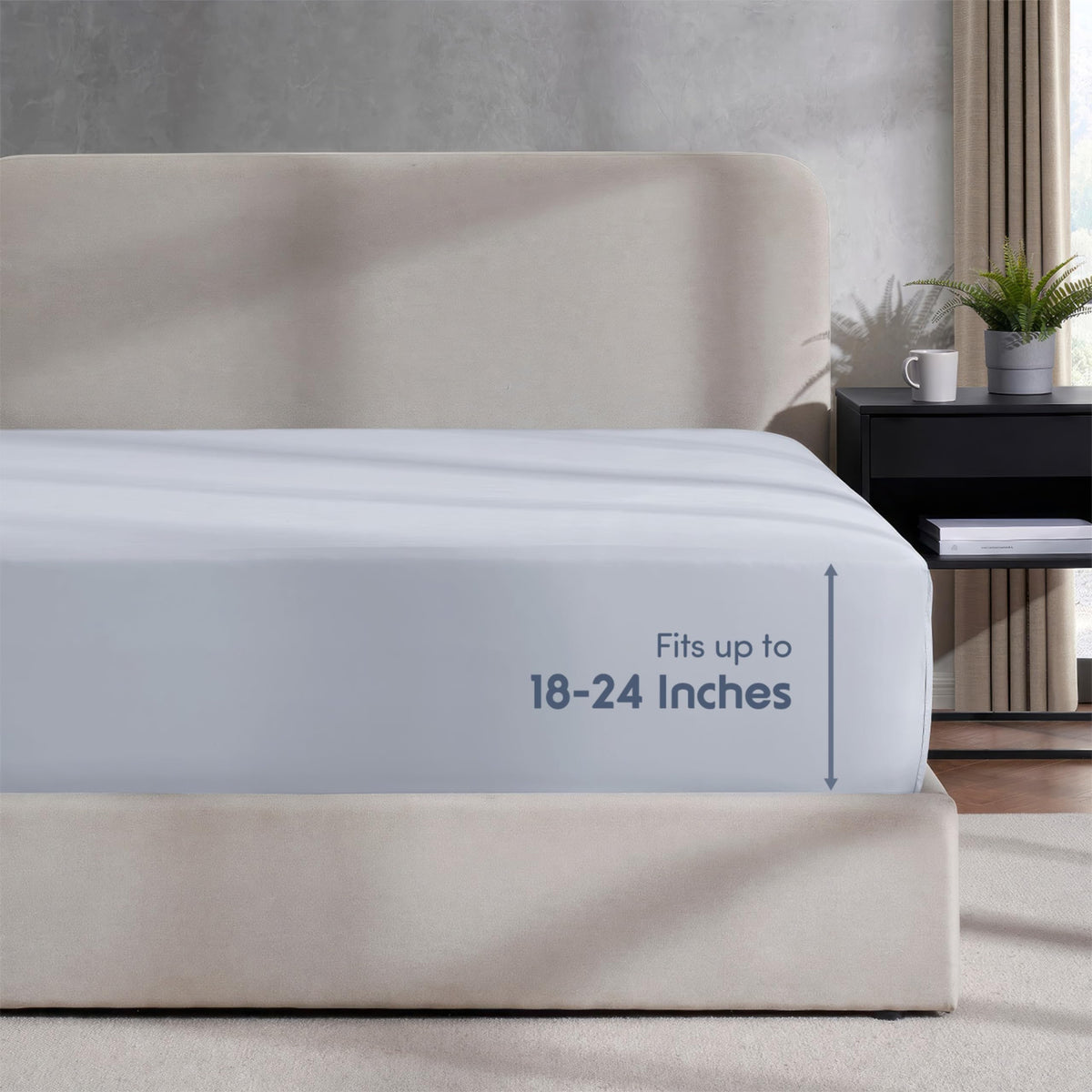 Nestl Ice Blue Fitted Sheet Queen Size, Extra Deep Pocket Queen Fitted Sheet Only, 1800 Microfiber Fitted Bed Sheet, Ultra Soft