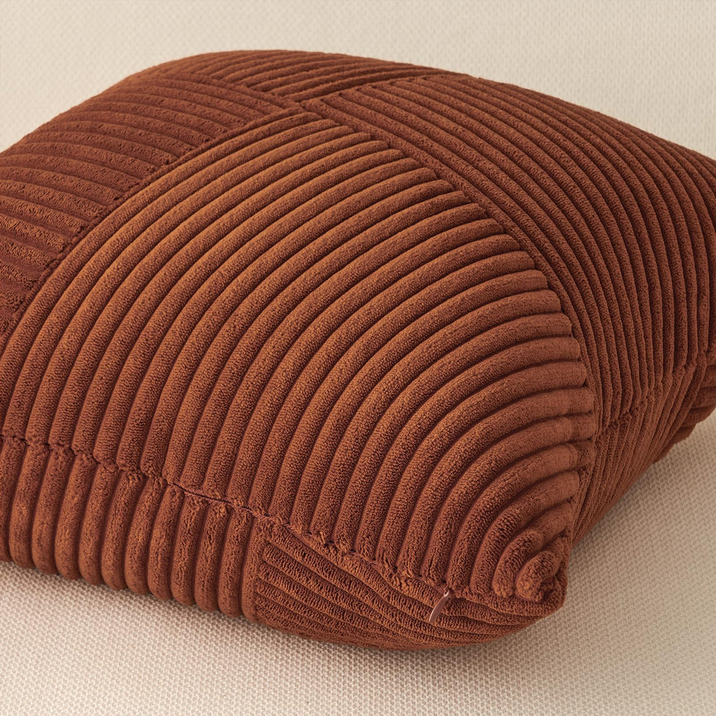 Topfinel Set Of 2 Decorative Terracotta Throw Pillow Covers 12X12 Inch, Soft Corduroy Pillow Covers Windmill Textured Striped Pa