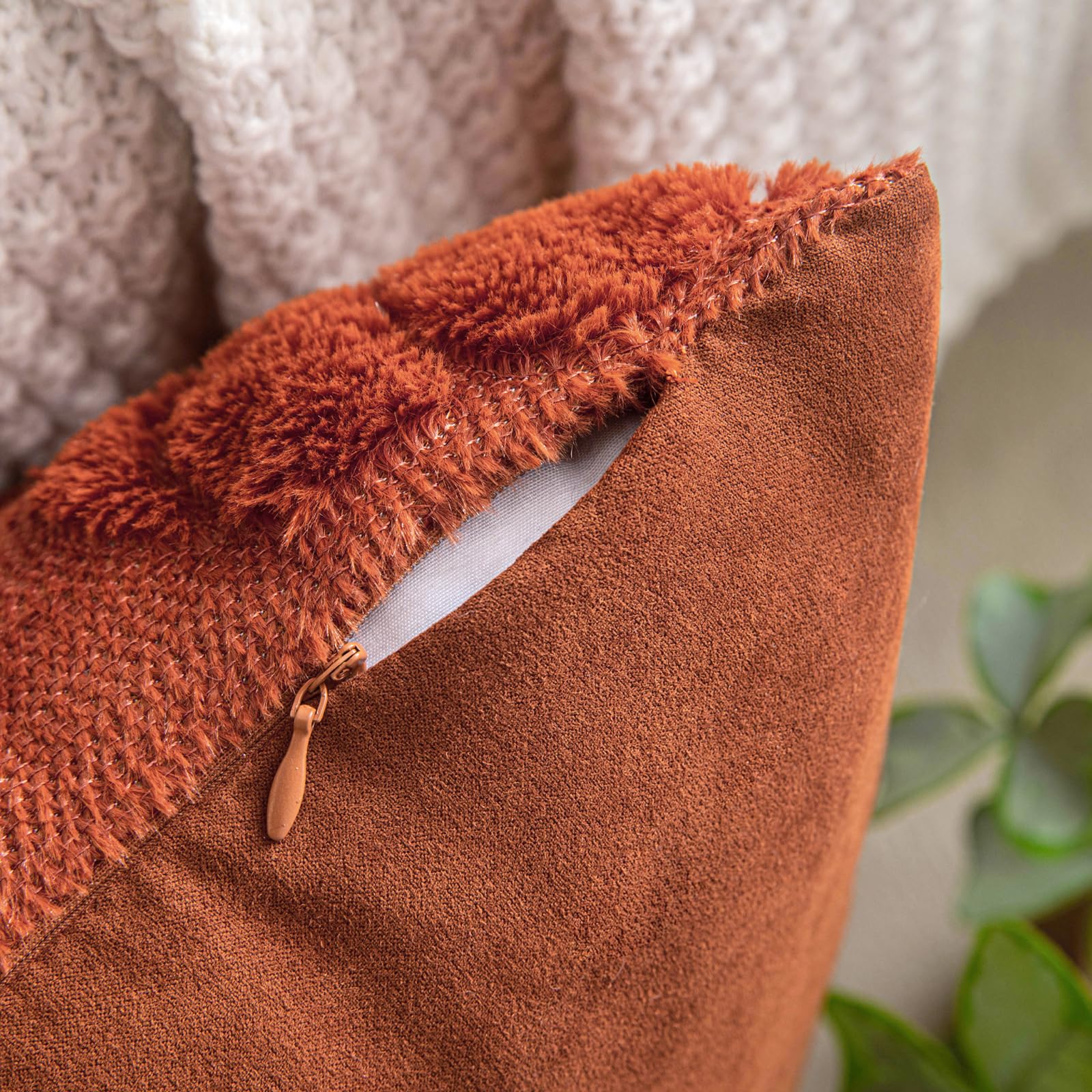 Cosibono Pumpkin Fall Decorative Throw Pillow Covers 12'X20', Set Of 2 Caramel Soft Faux Fur Pillow Covers For Autumn Harvest,