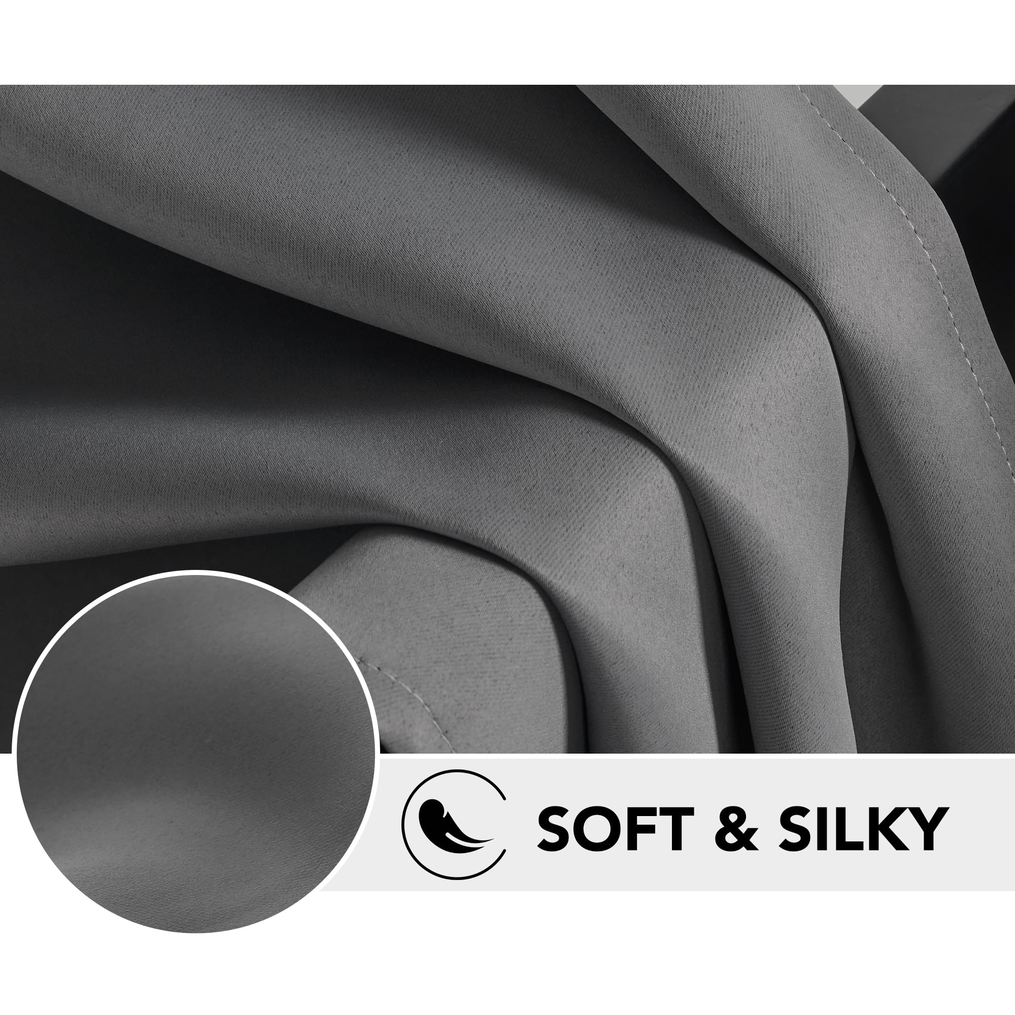 Deconovo Soild Rod Pocket Blackout Curtains, Light Grey, 42W X 54L