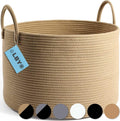 Ameen Jute Cotton Round Basket, Handcrafted Woven Storage Planter Basket For Home Decor, MultiPurpose Bag With Handle For Livin