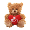Plushland Stuffed Mocha Heart Bear - Be Mine- Plush Bear Toy For Kids & Adults - Embroidered Heart Pillow - Brown-6 Inches