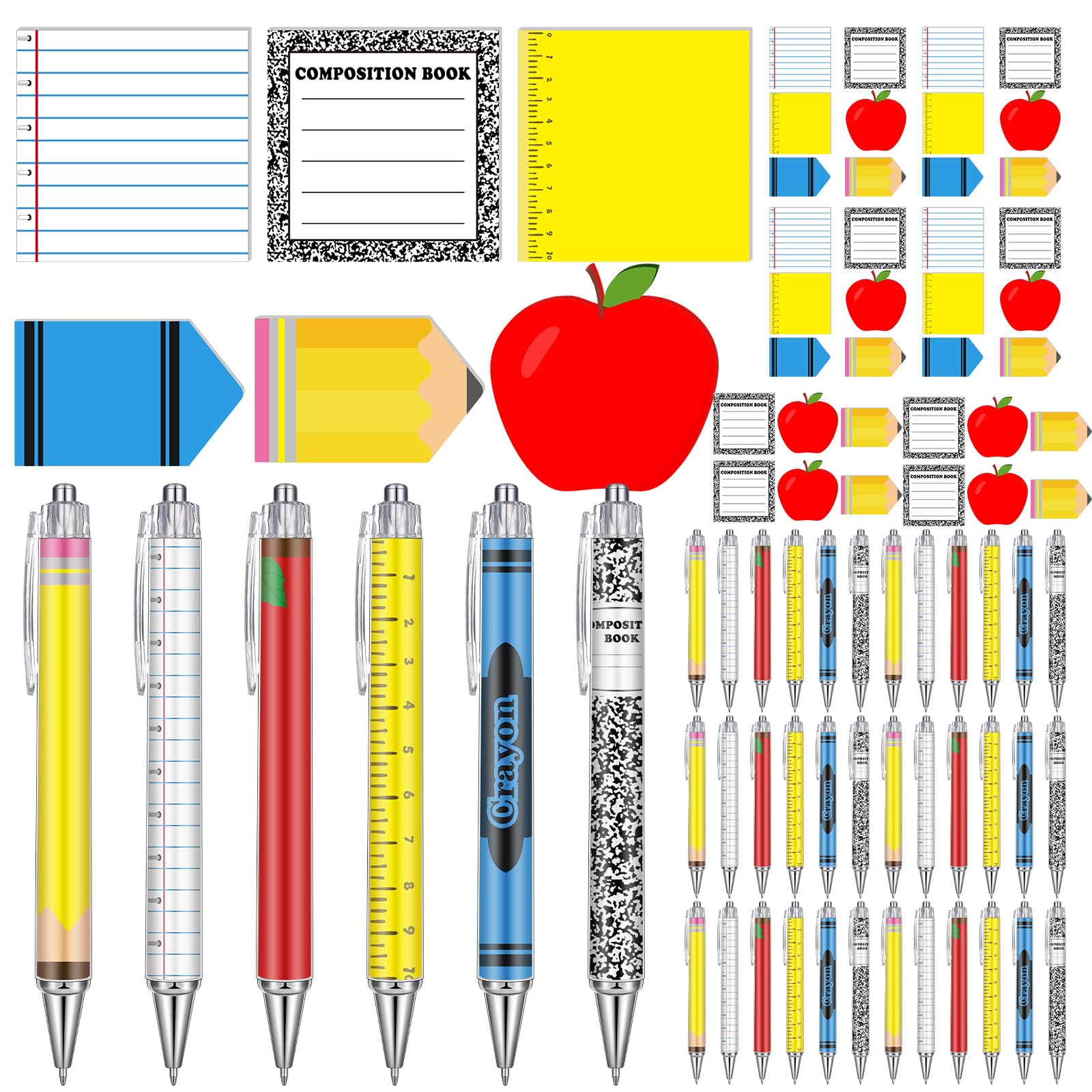 Thenshop 48 Pcs Teacher Appreciation Gifts Funny Teacher Appreciation Sticky Notes Ballpoint Pen Notepad Self Adhesive Writing T