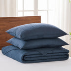 Levtex Home - Cross Stitch Navy Bedspread Set - King Quilted Bedspread And Two King Shams - Cross Stitch Pattern - Bedspread (12