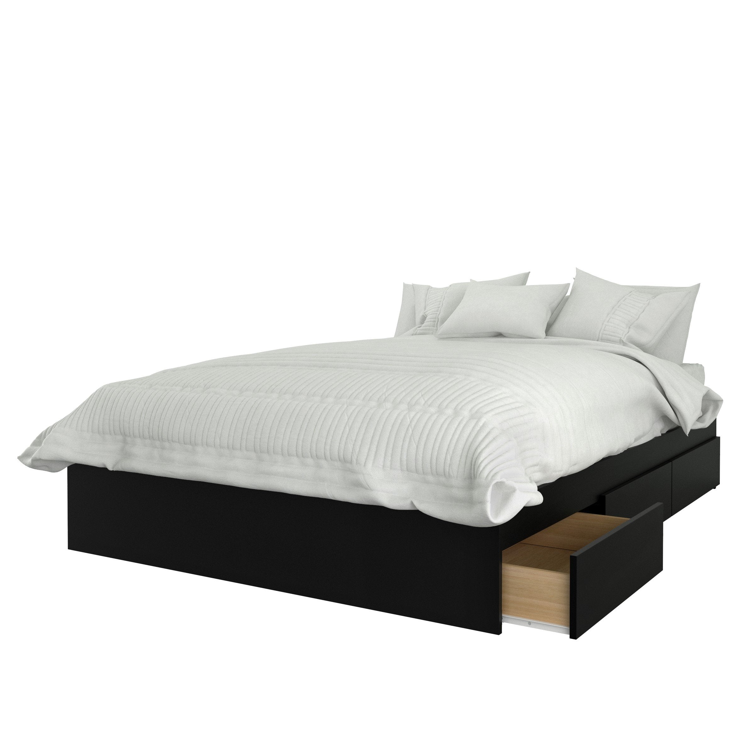 Nexera 2-Piece Bedset with Bed Frame and Headboard, Full|Walnut & Black