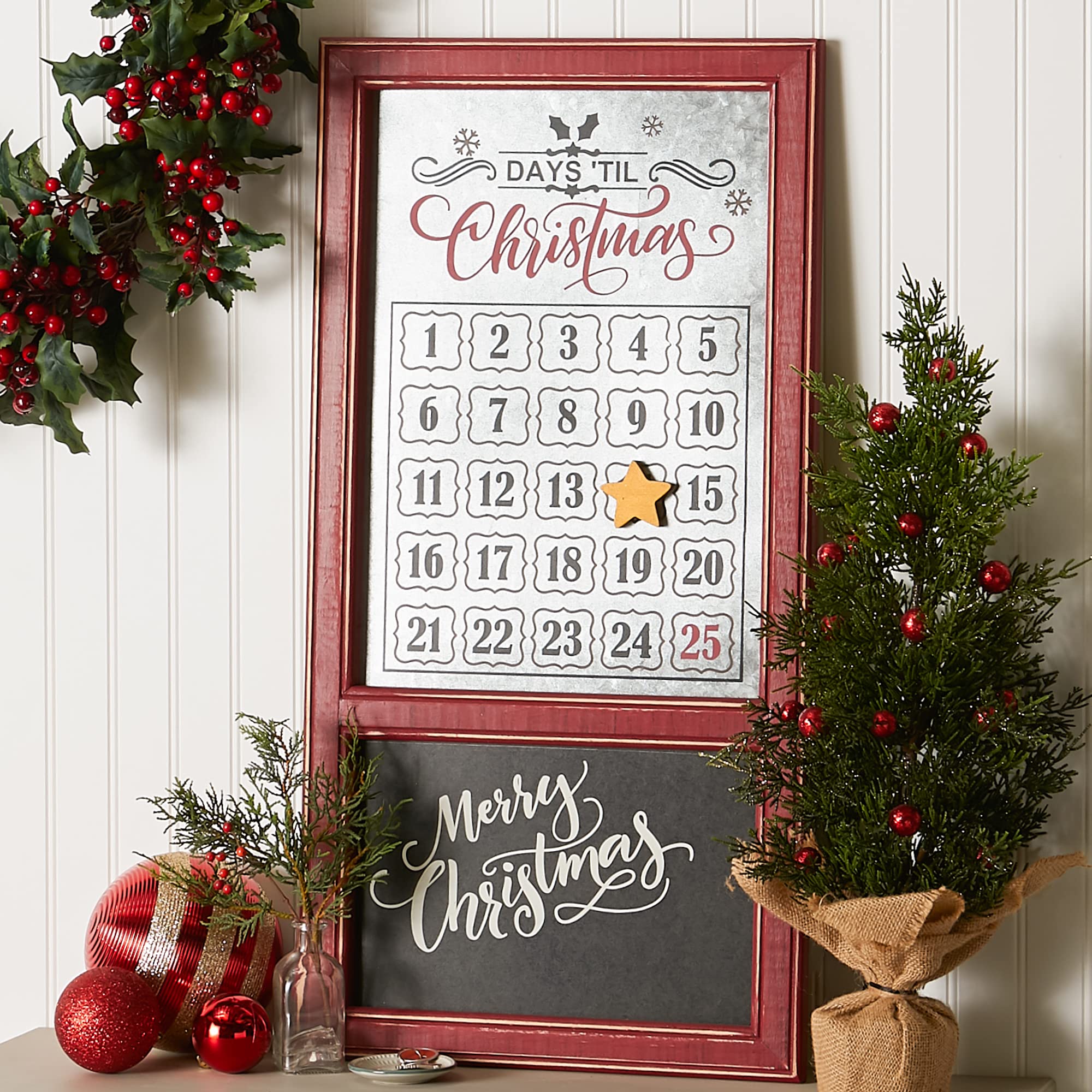Dii Christmas Advent Collection Decorative & Reusable Wooden Countdown Calendar, 30X15.37', Chalkboard