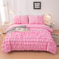 Yadangxiawa Teen Girls Pink Princess Dress Comforter Set Queen Size, 5 Pcs Bed In A Bag Girls Queen, Girls Pink Ruffled Bedding