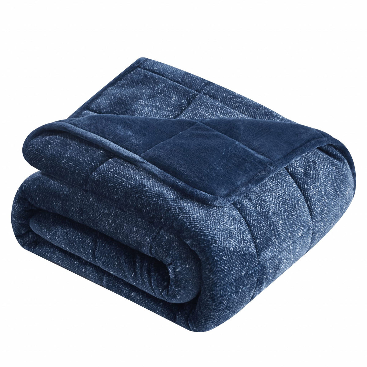 HomeRoots Navy Blue Velvet Velvet Luxury Weighted Throw Blanket