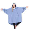 The Comfy Teddy Bear Quarter-Zip | Oversized Microfiber & Sherpa Wearable Blanket, Seen On Shark Tank, One Size Fits All - Denim