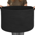 MEGASKET 115L Super Large Black Blanket Basket, 23.6 x15.7  Woven Rope Bin for Storage, Oversized Kids Dog Toy Storage Box Bins,