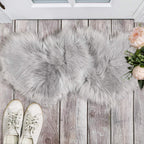 Mudder 2 Pieces Heart Shaped Rug Faux Room Fluffy Carpet Heart Shaped Door Mat For Room Bedroom, 12 X 16 Inch(Gray)