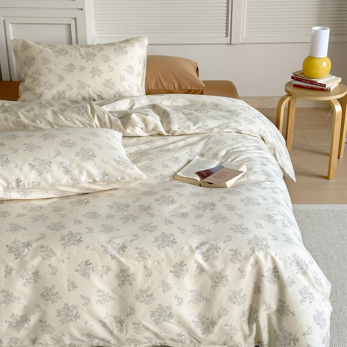 Motntd White Floral Duvet Cover Queen Cotton Off White Comforter Cover Queen Size Chic Boho Farmhouse Lightweight Duvet Cover Se
