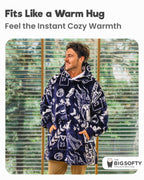 The Big Softy Oversized Blanket Hoodie Men - Basketball Graphic Print Oversized Hoodie, Super Soft Sherpa Warm Hooded Blanket, B