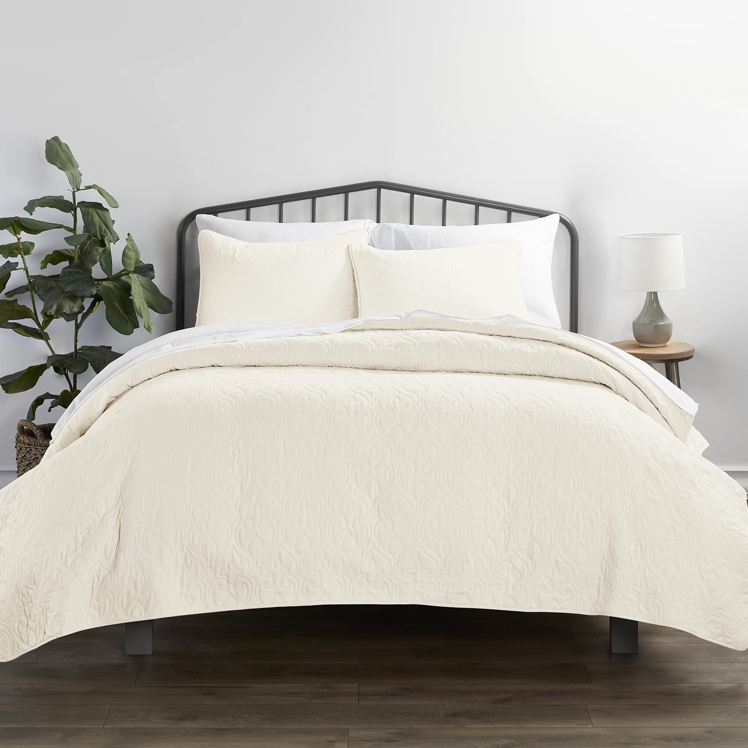 Linen Market 2 Piece Ivory Quilt Twin Size Bed Set - A Lightweight Bedspread & Machine Washable Quilts - Includes Quilted Coverl