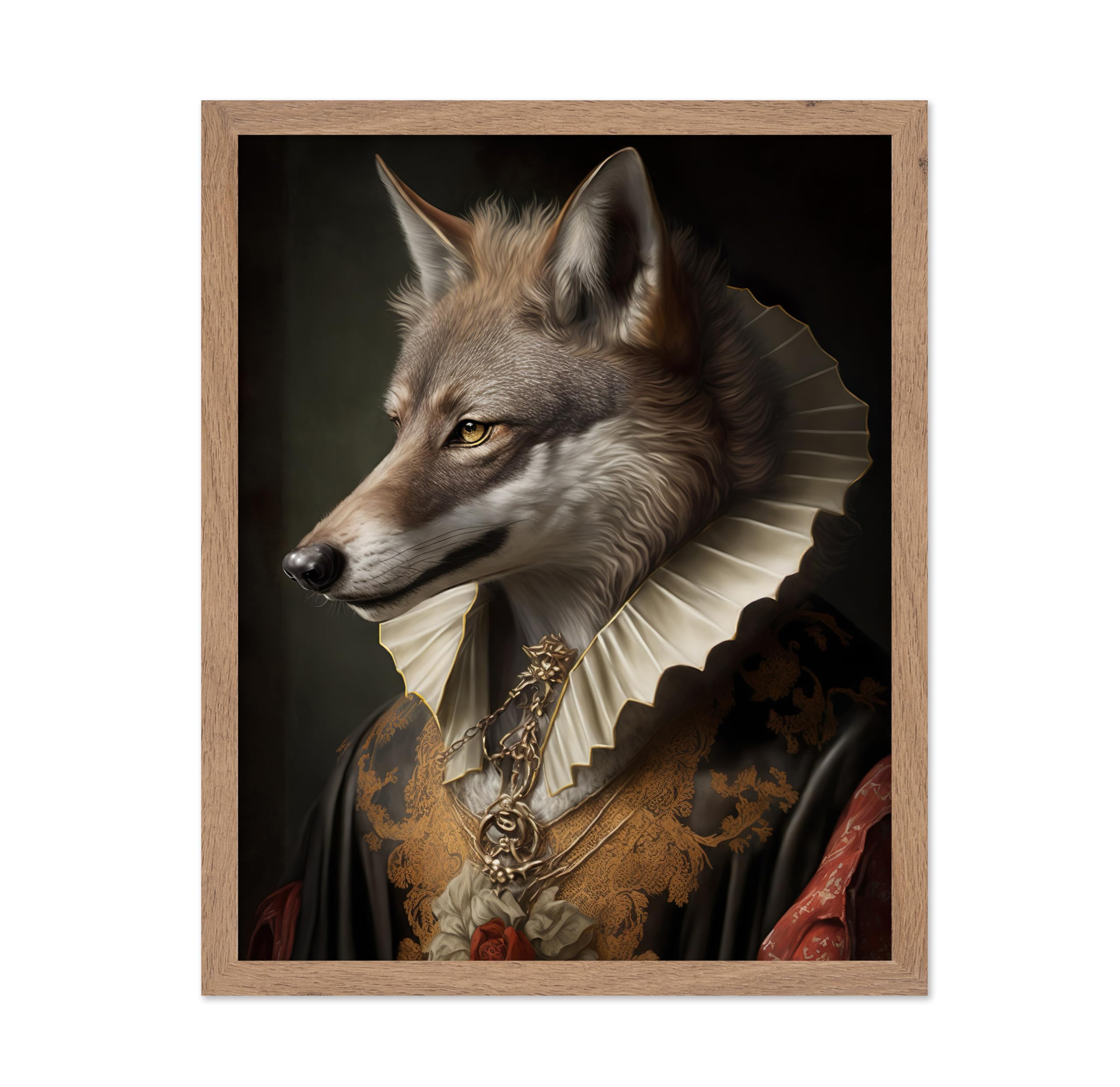 Poster Master Renaissance Animal Poster - Retro Funny Print - Gift for Artist, Friend - Aristocratic Wolf, Renaissance, Formal A