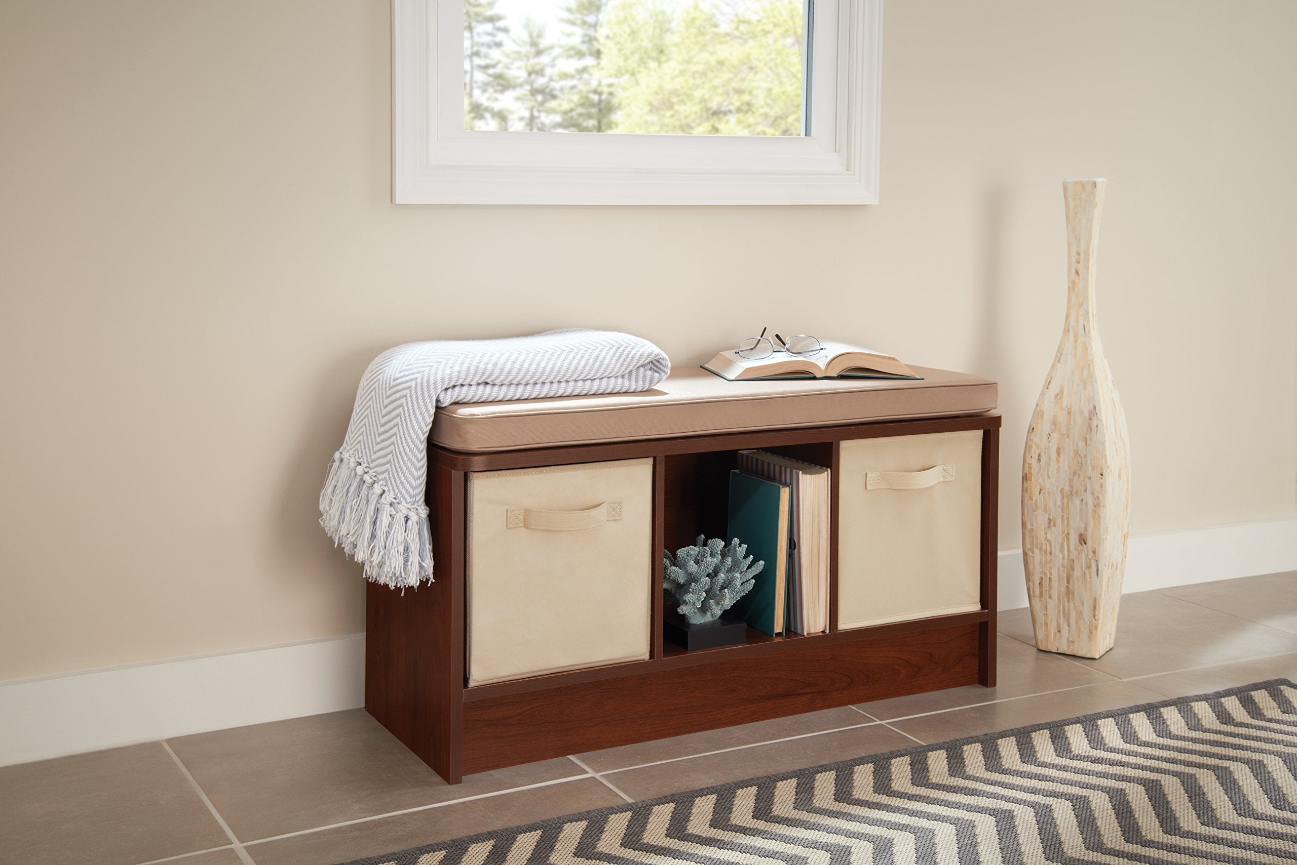 Closetmaid 1309 3-Cube Storage Bench, Dark Cherry