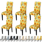 Jqinhome Pattern Chair Covers For Dining Room Set Of 6, High Stretch Removable Washable Parsons Chair Slipcover For Home Party Hotel Wedding Ceremony (Sunflower,6Pcs)