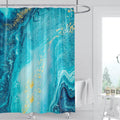Domoku Blue Gold Marble Shower Curtain,Blue Golden Cracked Lines Abstract Modern Shower Curtain For Bathroom Decor,Waterproof Te