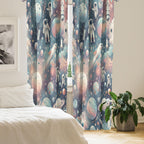 Ambesonne Outer Space Window Curtains Pack Of 2, Dreamy Cartoon Galaxy With Starry Clouds Planets Astronauts Rockets, Lightweigh