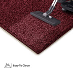 Pet Friendly Solid Color Area Rugs Burgundy - 2' X 8' Oval, Indoor, Stain Resistant, Perfect For Living Room, Bedroom, Dining Ro
