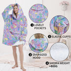 Fiosnow Wearable Blanket Hoodie Oversize Glow in the Dark Mushroom Polyester Purple Mushroom