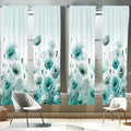 Ambesonne Turquoise Window Curtains Pack of 2, Chill Atmosphere of Flowering Poppy Scene with Oceanic Green Tones, Lightweight S
