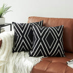 Nestinco Set of 2 Black Pillow Covers 24 x 24 inches Boho Aztec Polyester Blend Decorative Throw Pillow Covers for Sofa Couch Be