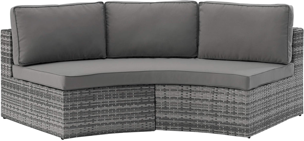 Crosley Furniture Catalina Outdoor Sectional Sofa, 3-Person Wicker Patio Couch For Deck, Backyard, Poolside, Gray