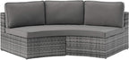 Crosley Furniture Catalina Outdoor Sectional Sofa, 3-Person Wicker Patio Couch For Deck, Backyard, Poolside, Gray