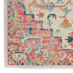 Nourison Passion Ivory/Pink 1'10' X 6' Area Rug, Boho, Moroccan, Bed Room, Living Room, Dining Room, Kitchen, Easy Cleaning, No
