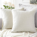 Otostar Linen Throw Pillow Covers Set Of 2 Decorative Square Pillowcases Cushion Covers 14X14 Inch For Home Decor Sofa Bedroom Car 35 X 35 Cm Beige