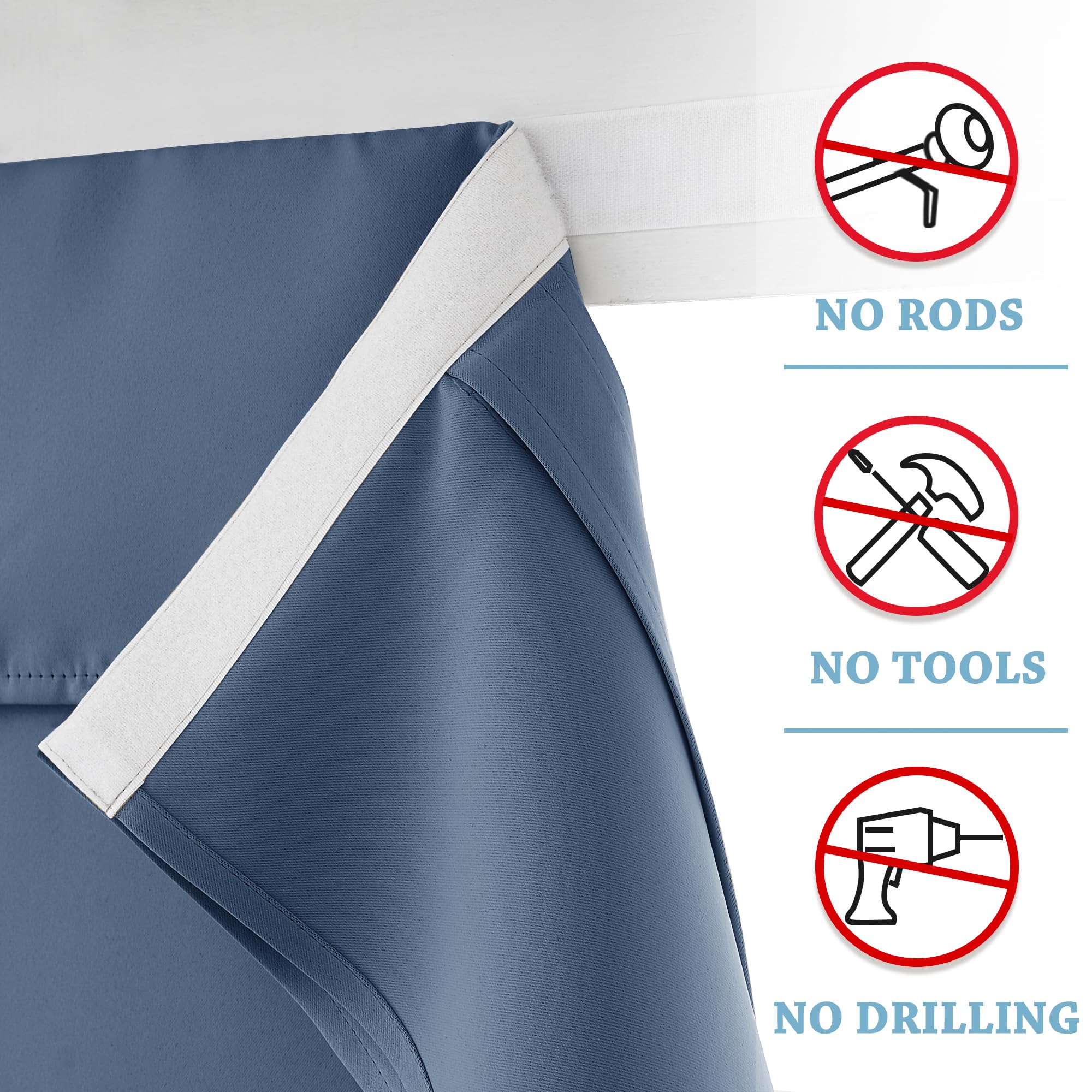 Ryb Home Blackout Door Curtains 2 Panels Set, Privacy Insulating Glass Window Door Blind Shdes For French Door Nana Door Sidelight Door Office, W 26 X L 72, Stone Blue