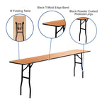 Flash Furniture Gael 8' Wood Folding Training and Event Table, Rectangular Folding Training Table with Smooth Clear Coated Finished Top, Natural