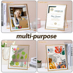 Fixwal Gold Frame Floating Picture Frame Set Of 2, 8 X 10 Tempered Glass Frame, For Tabletop Display, Gold Metal Display Frame,