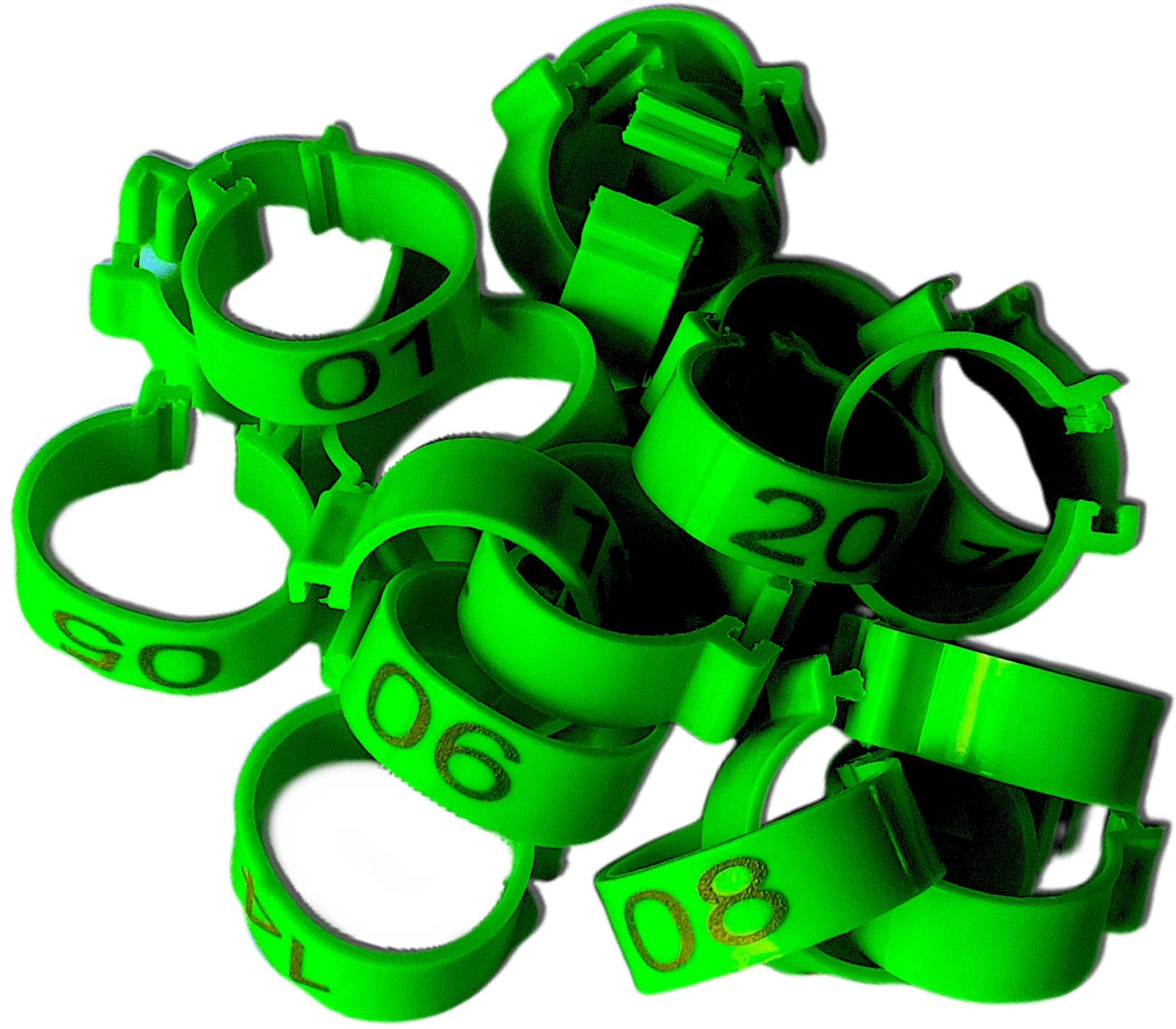 Chicken Leg Rings - 20 Numbered Tag Markers For Adult Birds | 1/2    To 5/8    Legs | Clip On Poultry Ankle Bands For Gamefowl,