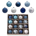 Valery Madelyn Shatterproof Christmas Ball Ornaments, 16ct Navy Blue and Silver Set for Holiday Tree Decorating, 3.15 Inch Size