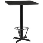Flash Furniture Stiles 24'' Square Black Laminate Table Top with 22'' x 22'' Bar Height Table Base and Foot Ring