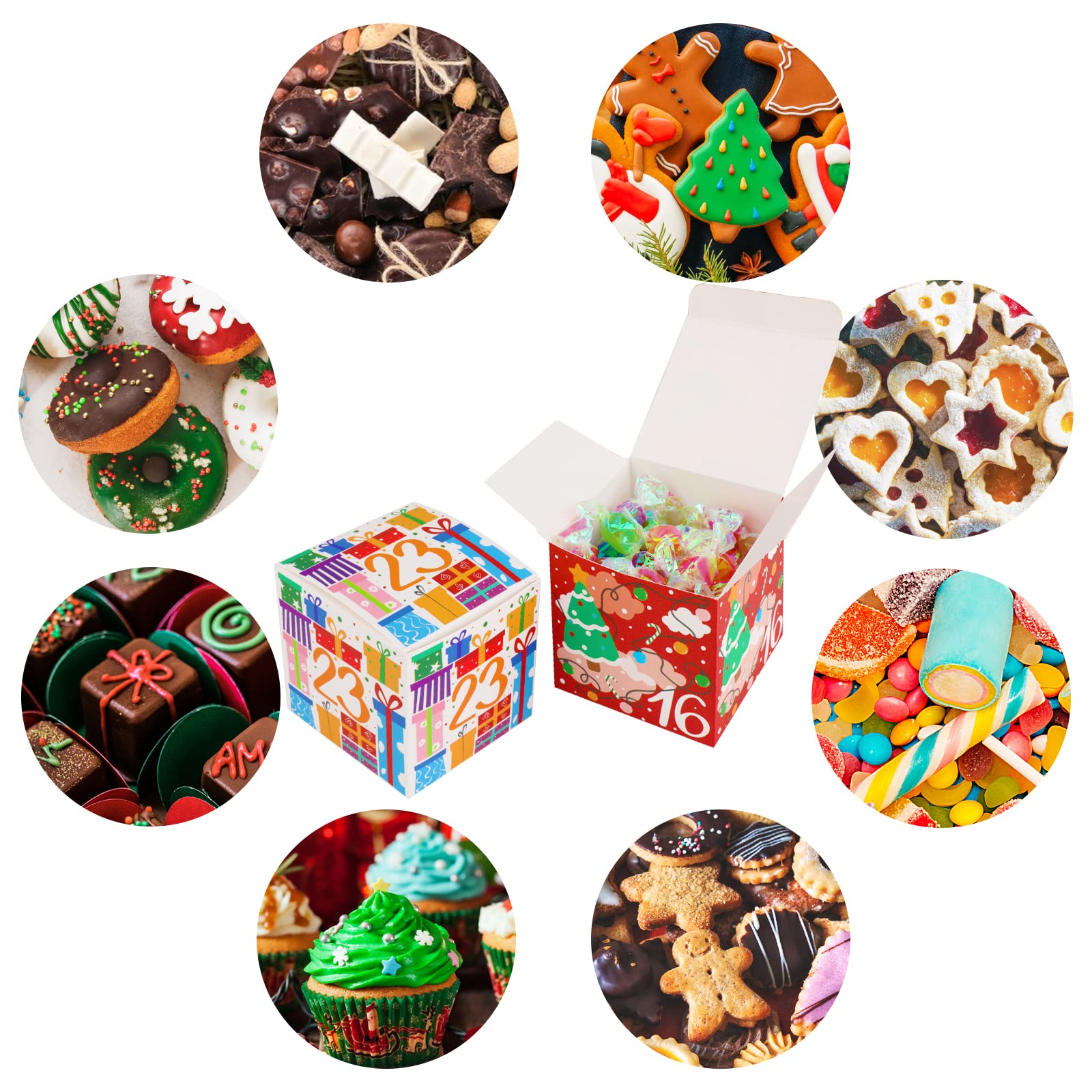 Diy Christmas Advent Calendar Boxes, 24 Days Kraft Paper Advent Gift Boxes Christmas Countdown Calendar Boxes Fillable Advent Ca