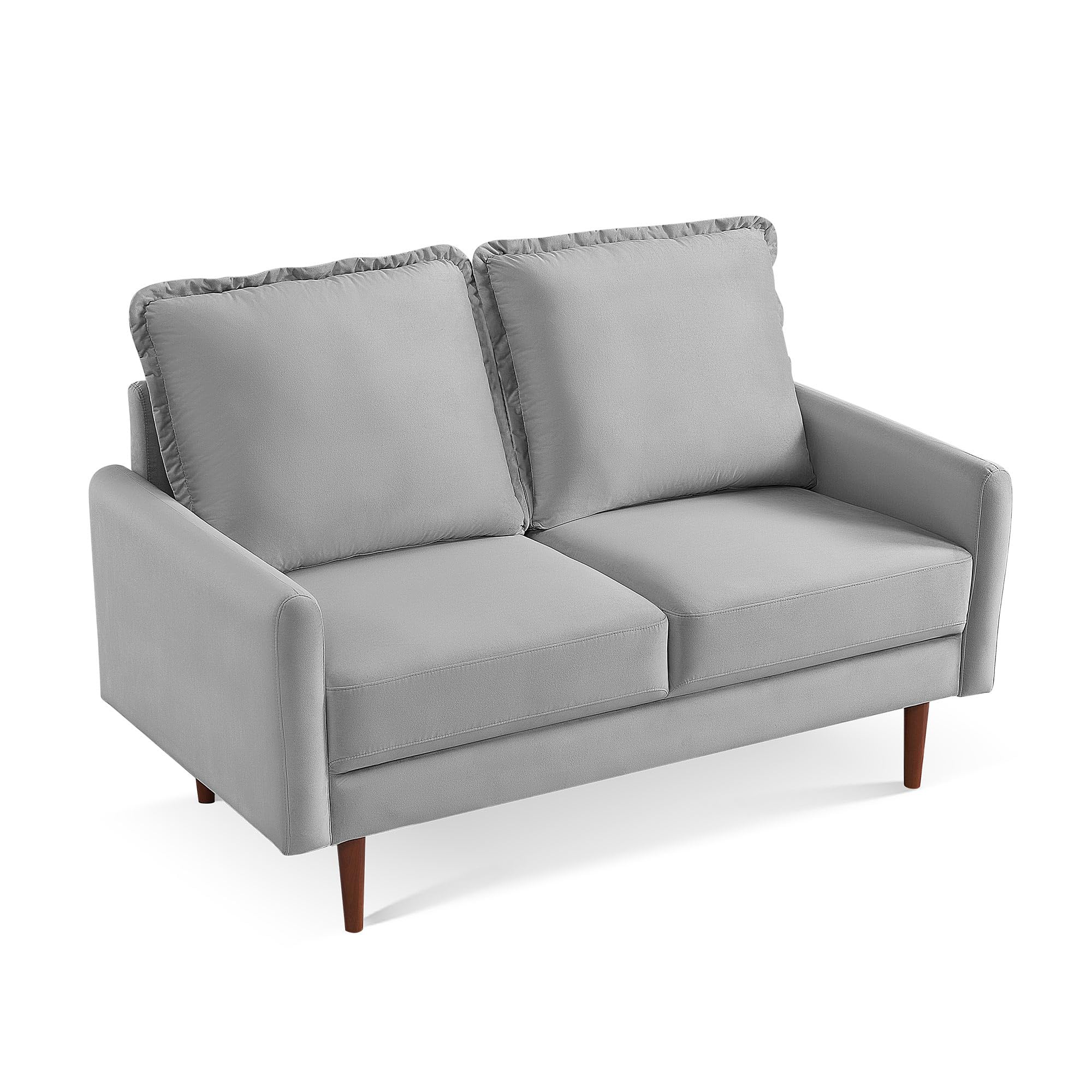 American Furniture Classics Grey 57 Inch Wide Upholstered Two Cushion Loveseat with Cambered Arms Velvet, 57" x 32" x 39"