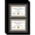 Creative Picture Frames 14x20 Black Double Diploma Frame with Black Matting Holds Two 8.5 x 11 -inch Media and Installed Wall Ha