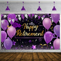 Blulu Retirement Party Decorations, Extra Large Fabric Retire Sign Banner Photo Booth Backdrop Background with Rope for Retireme