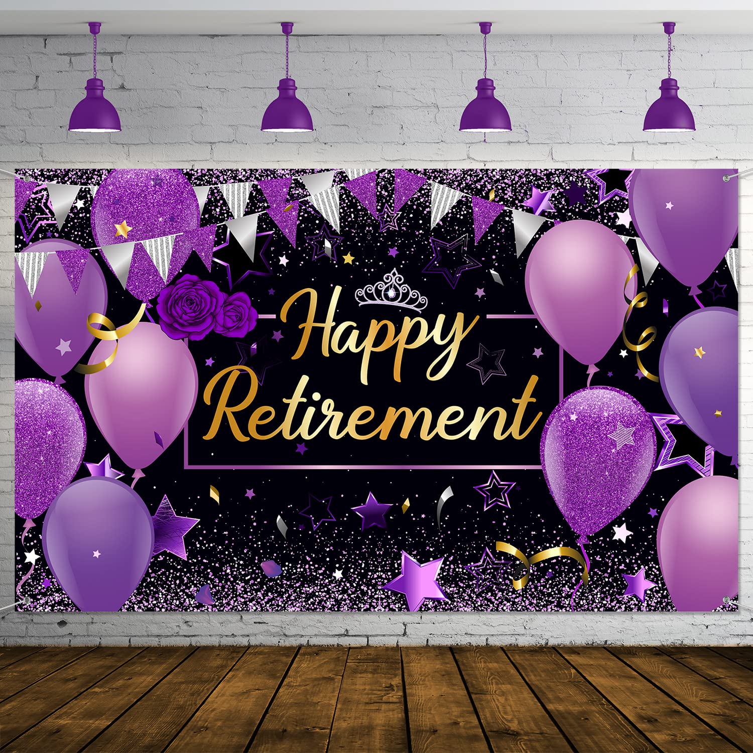 Blulu Retirement Party Decorations, Extra Large Fabric Retire Sign Banner Photo Booth Backdrop Background with Rope for Retireme