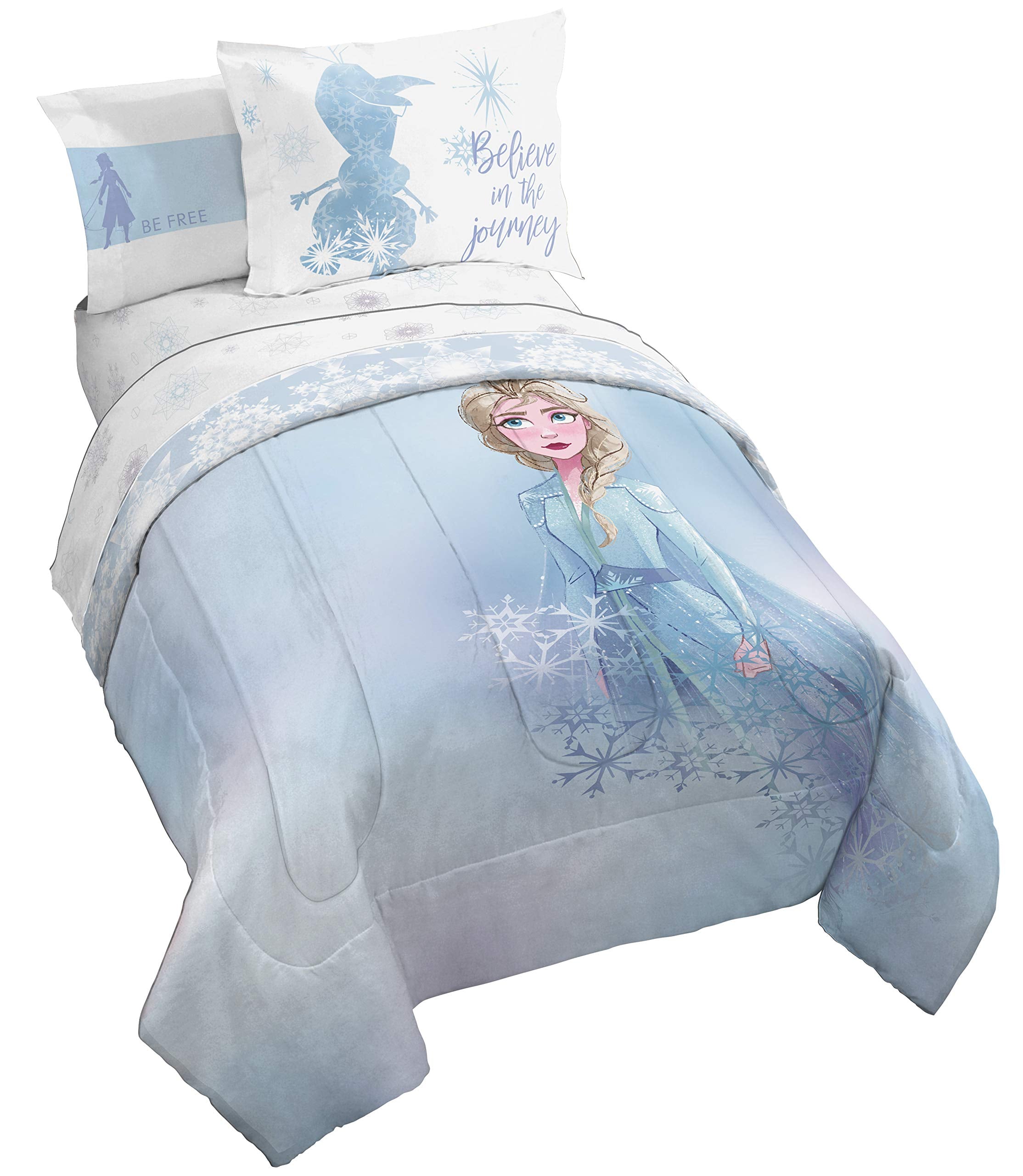 Disney Frozen 2 Elsa Color Block 7 Piece Full Bed Set - Includes Reversible Comforter & Sheet Set Bedding - Super Soft Fade Resi