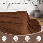 Amyhomie Cooling Blanket Queen Size, 100% Rayon Derived From Bamboo, Cool Summer Blanket For Hot Sleepers Soft Comfy Lightweight