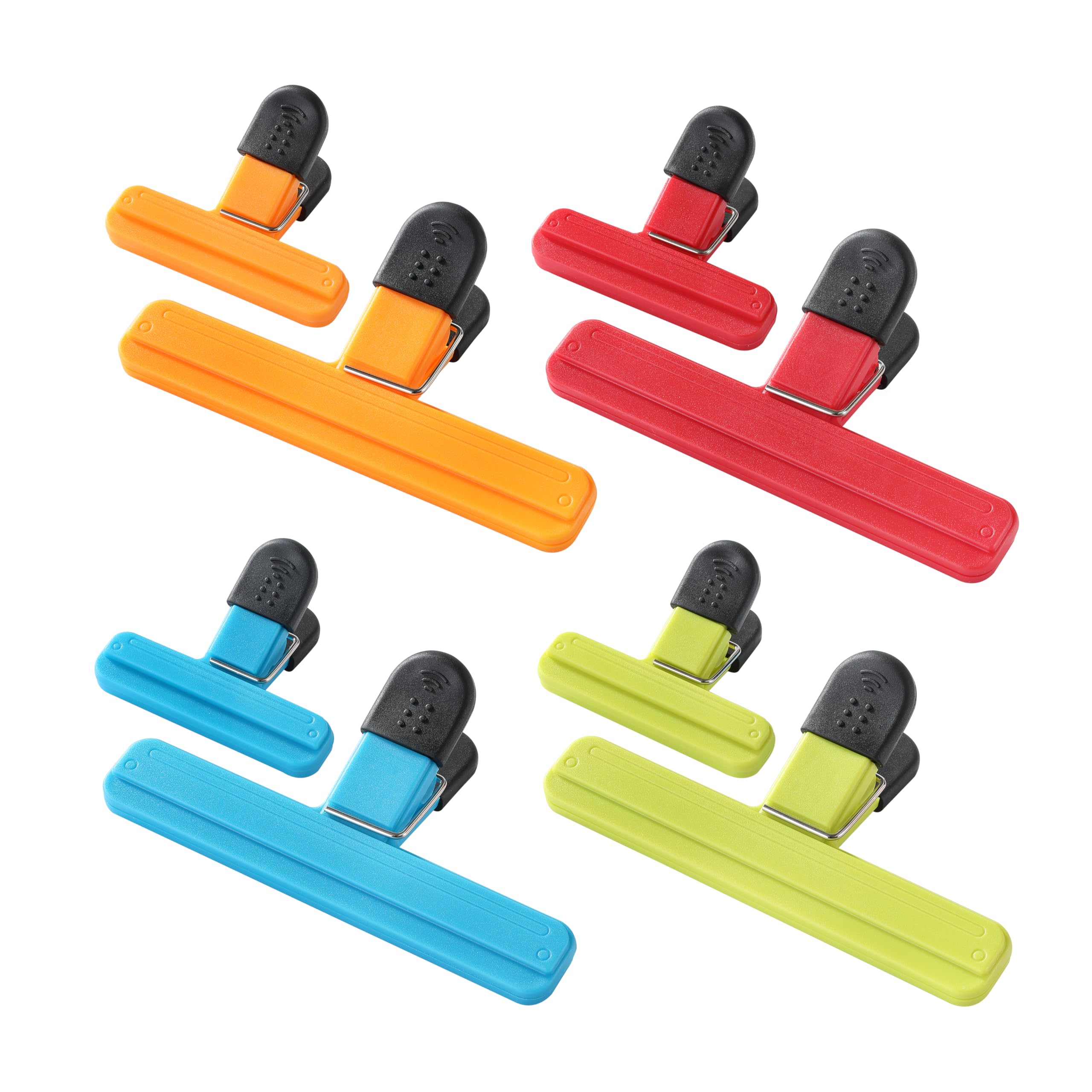 8Pcs Chip Bag Clips, Hia Stylish Wide Open Bag Clips For Food Storage, Heavy Seal Grip, Assorted Size (6'*3.3' For 4 And 3'*2