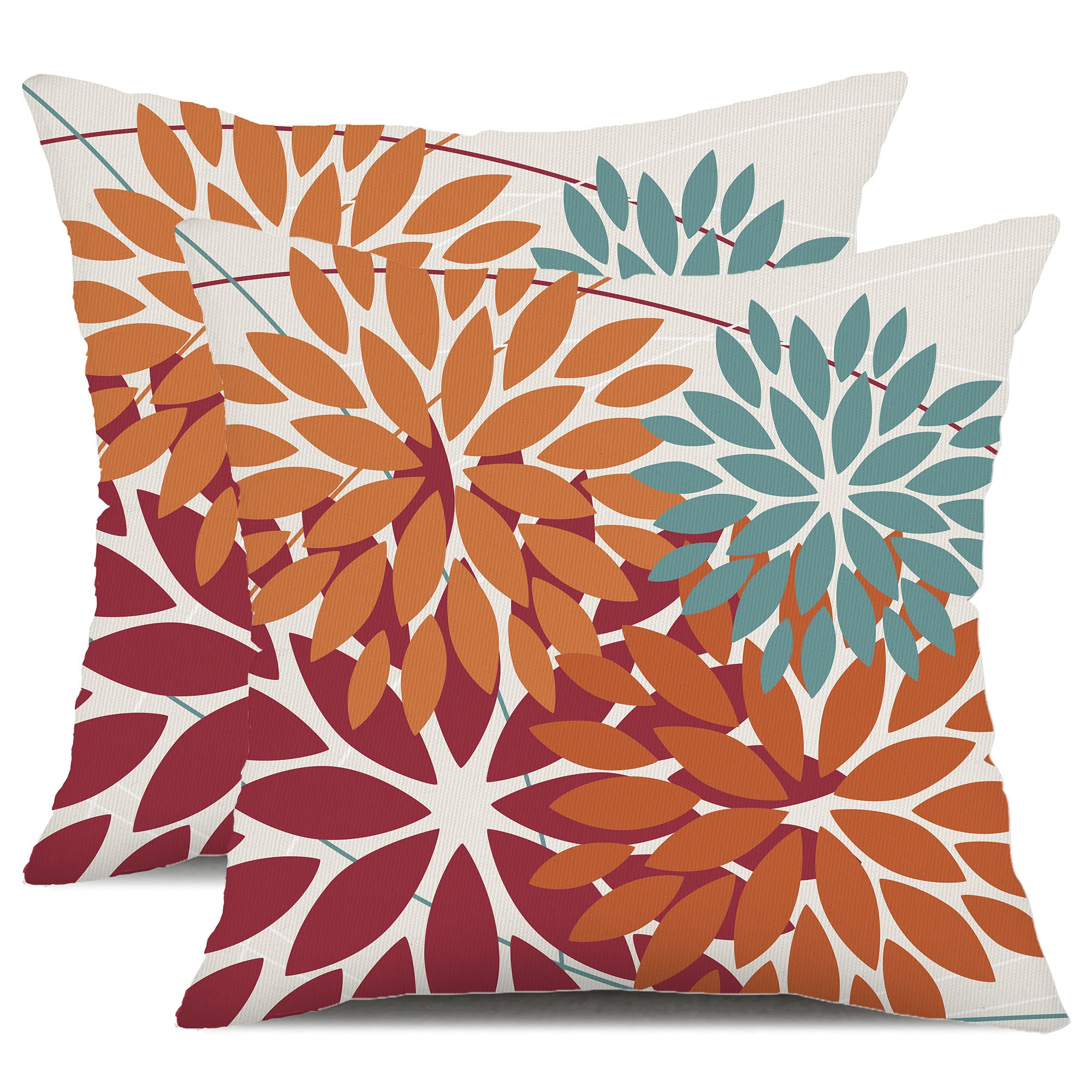 Dfxsz Outdoor Throw Pillow Covers 18X18 Inch Set Of 2 Waterproof Spring Summer Geometric Elegant Burnt Orange Outdoor Pillow Cov