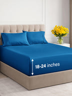 Extra Deep Pocket King Sheets - 4 Piece Breathable & Cooling Bed Sheets - Hotel Luxury Bed Sheet Set - Soft, Wrinkle Free & Comfy - Easily Fits Extra Deep Mattresses - Deep Pocket Royal Blue Sheets