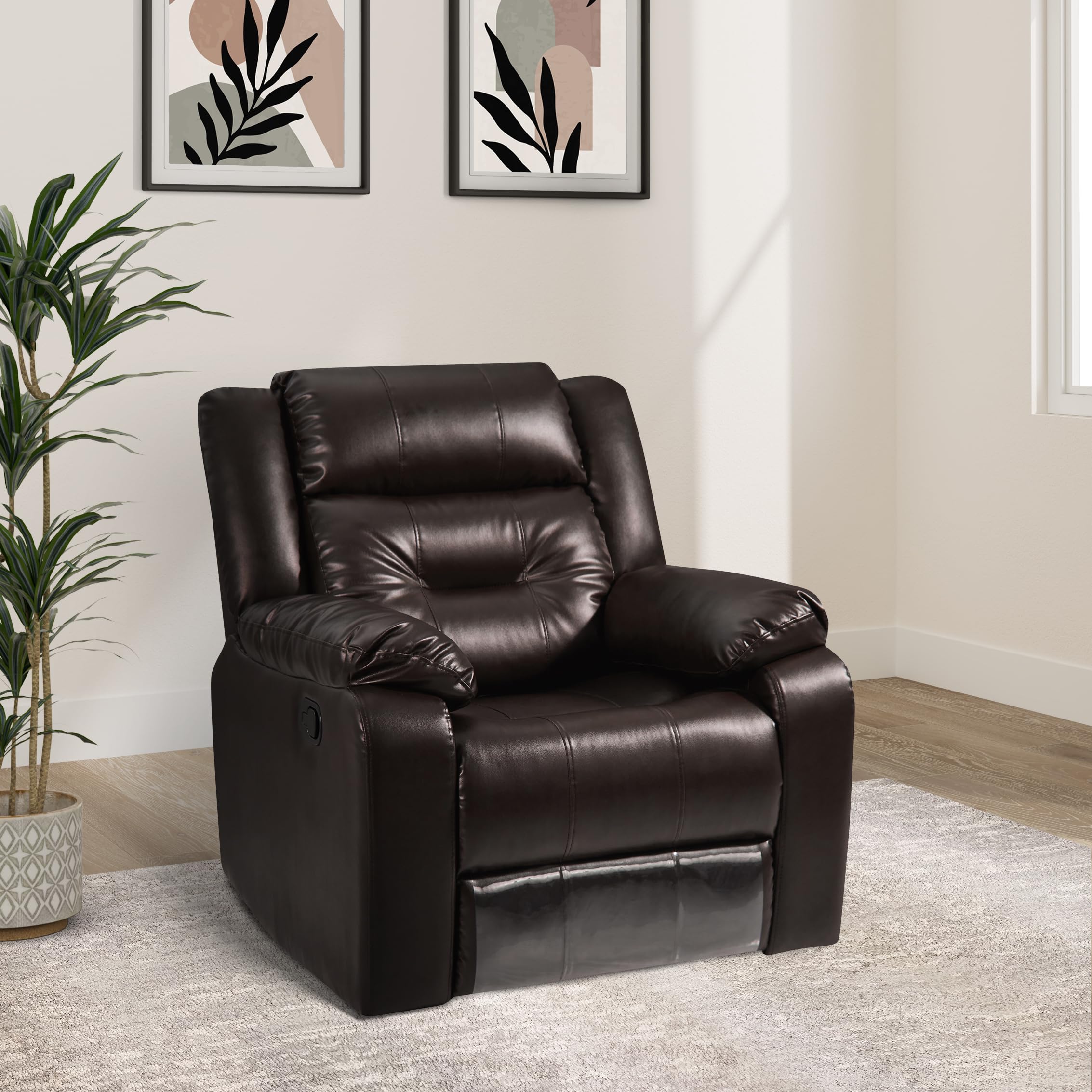 Amazon Brand  Solimo Costa 1 Seater Leatherette Recliner (Brown)