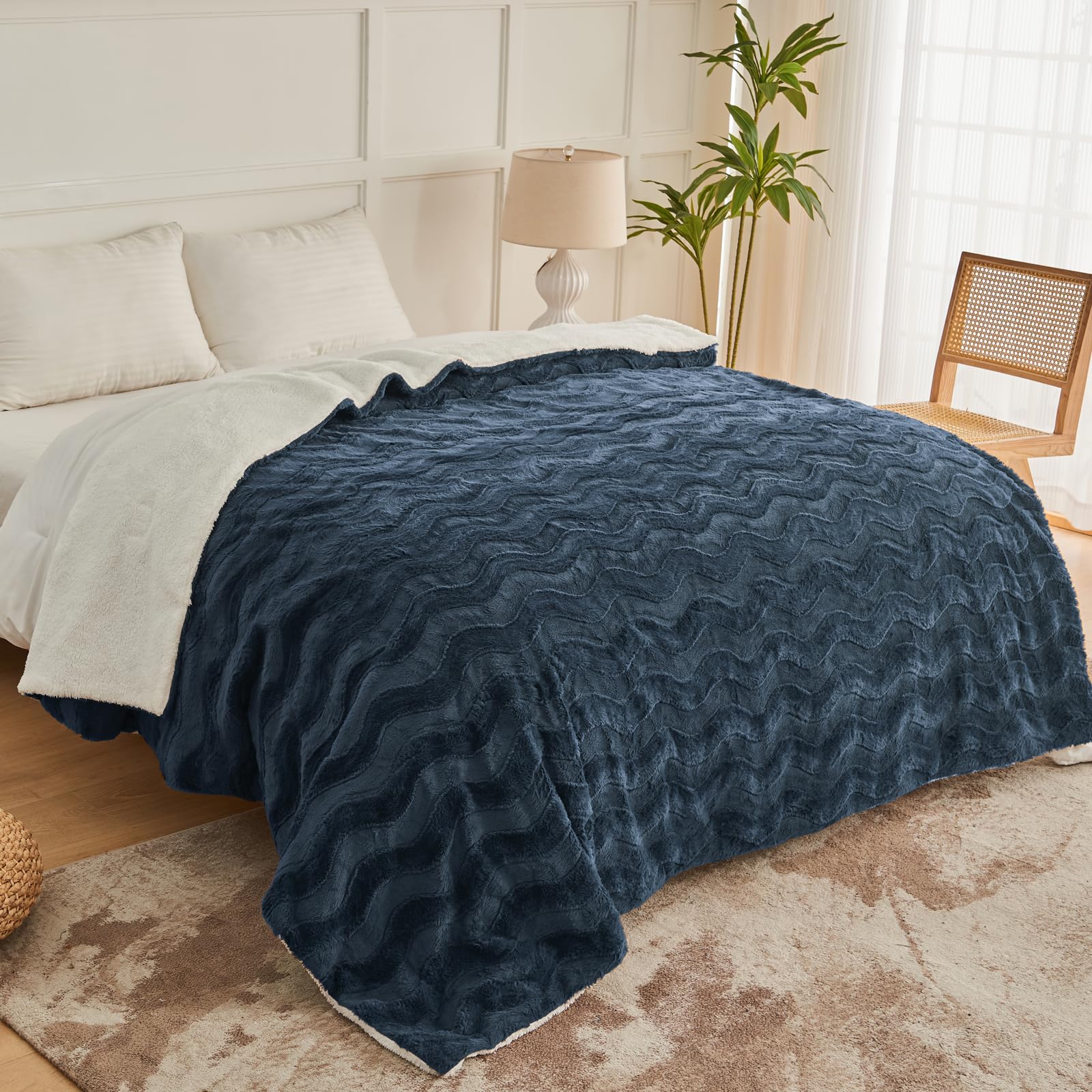 Vipbed Queen Electric Blanket Dual Control, Warm Soft Faux Fur Heating Blanket With 6 Heating Levels & 10 Hours Auto-Off, Fast-H