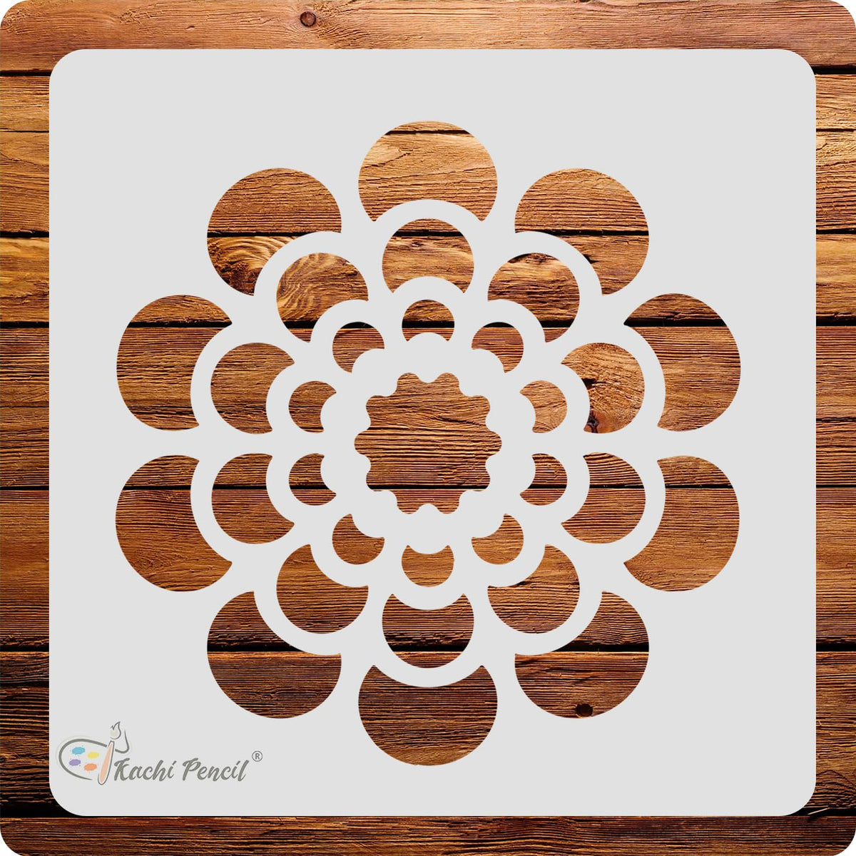 Kachi Pencil Flower Art and Craft Stencils for Painting, Size 6 x 6 inch Reusable Stencil for Painting, Fabric, Glass, Wall Pain